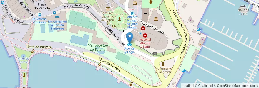 Mapa de ubicacion de Abente y Lago en Spagna, Galizia, A Coruña, A Coruña, A Coruña.
