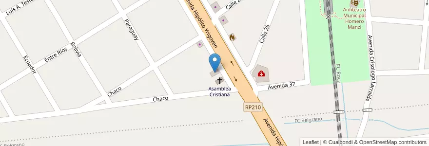 Mapa de ubicacion de Aberturas Puente en アルゼンチン, ブエノスアイレス州, Partido De Presidente Perón.