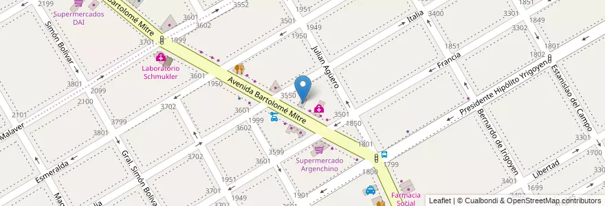 Mapa de ubicacion de Abogados en Arjantin, Buenos Aires, Partido De Vicente López, Vicente López.