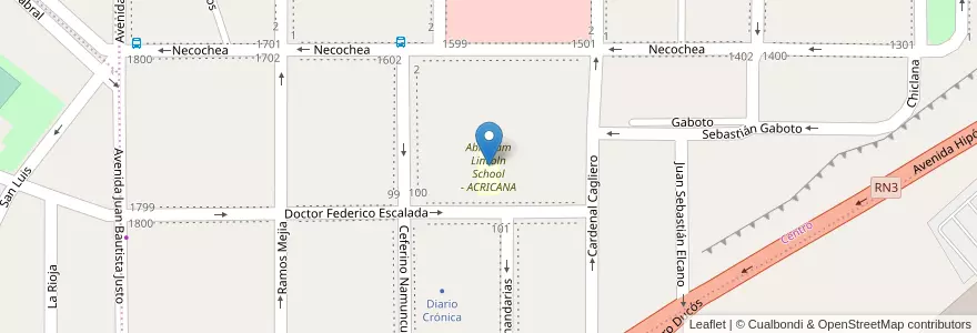 Mapa de ubicacion de Abraham Lincoln School - ACRICANA en Аргентина, Чубут, Departamento Escalante, Comodoro Rivadavia.