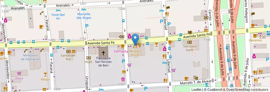Mapa de ubicacion de Abraxas discos, Retiro en Аргентина, Буэнос-Айрес, Comuna 1, Буэнос-Айрес.