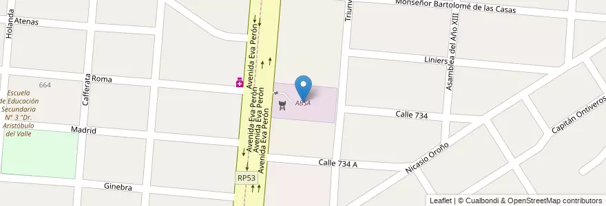 Mapa de ubicacion de ABSA en Arjantin, Buenos Aires, Partido De Florencio Varela, Villa Vatteone.