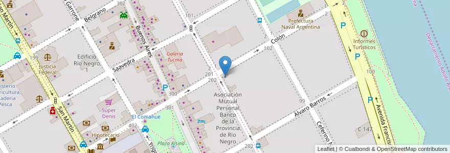 Mapa de ubicacion de Aca Salud en آرژانتین, استان ریو نگرو، آرژانتین, Departamento Adolfo Alsina, Viedma, Viedma.