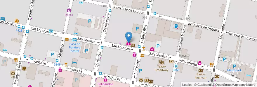 Mapa de ubicacion de Aca Salud en Argentina, Santa Fe, Departamento Rosario, Municipio De Rosario, Rosario.