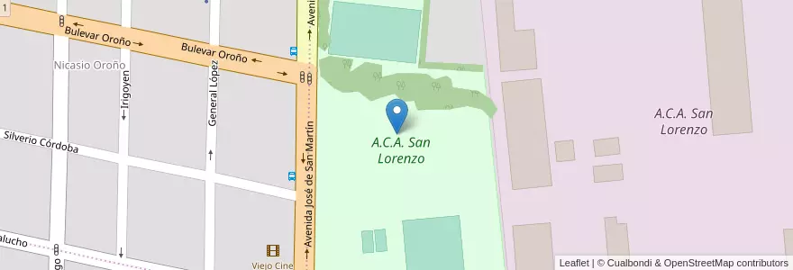 Mapa de ubicacion de A.C.A. San Lorenzo en Argentinien, Santa Fe, Departamento San Lorenzo, Municipio De San Lorenzo, San Lorenzo.