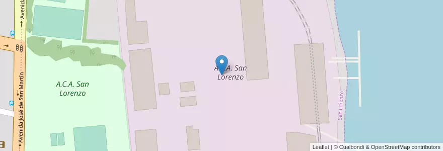 Mapa de ubicacion de A.C.A. San Lorenzo en Аргентина, Санта-Фе, Departamento San Lorenzo, Municipio De San Lorenzo, San Lorenzo.