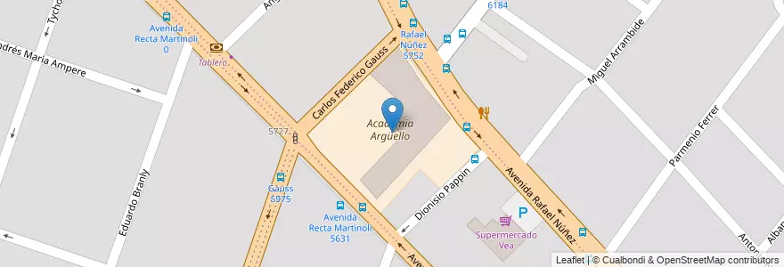 Mapa de ubicacion de Academia Argüello en Argentina, Córdoba, Departamento Capital, Pedanía Capital, Córdoba, Municipio De Córdoba.