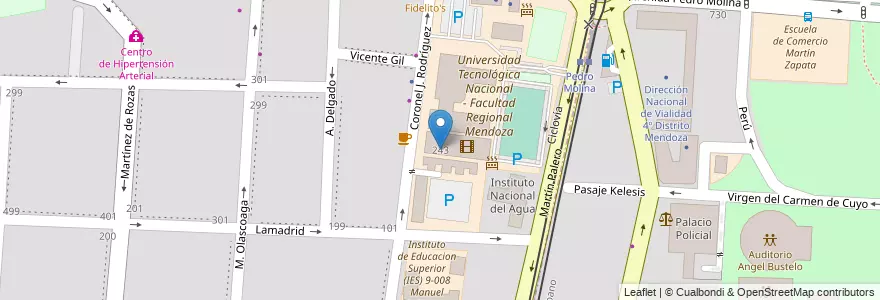 Mapa de ubicacion de Academia Cisco UTN Mendoza en آرژانتین, شیلی, Mendoza, Departamento Capital, Ciudad De Mendoza, Sección 5ª Residencial Sur.