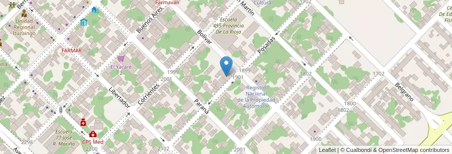 Mapa de ubicacion de Academia de danzas en アルゼンチン, コリエンテス州, Departamento Ituzaingó, Municipio De Ituzaingó.