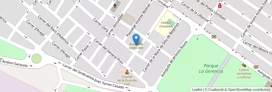 Mapa de ubicacion de Academia Ingles Alfa en スペイン, バレンシア州, València / Valencia, El Camp De Morvedre, Sagunt / Sagunto.