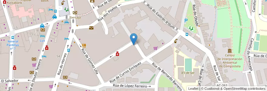 Mapa de ubicacion de Academia Iria Flavia en Espanha, Galiza, A Corunha, Santiago, Santiago De Compostela.