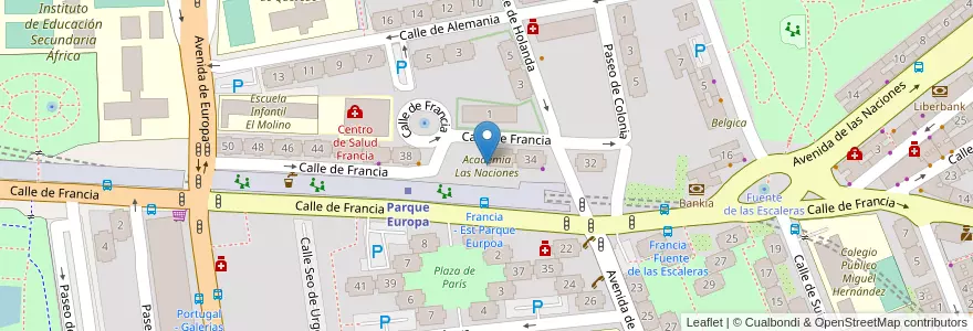 Mapa de ubicacion de Academia Las Naciones en Espanha, Comunidade De Madrid, Comunidade De Madrid, Área Metropolitana De Madrid Y Corredor Del Henares, Fuenlabrada.