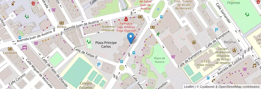 Mapa de ubicacion de Academia Omega en اسپانیا, بخش خودمختار مادرید, بخش خودمختار مادرید, Área Metropolitana De Madrid Y Corredor Del Henares, الکالا د هنارس.