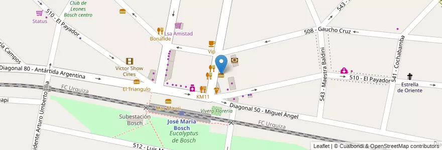 Mapa de ubicacion de Acapulco en Arjantin, Buenos Aires, Partido De Tres De Febrero, Villa Bosch.