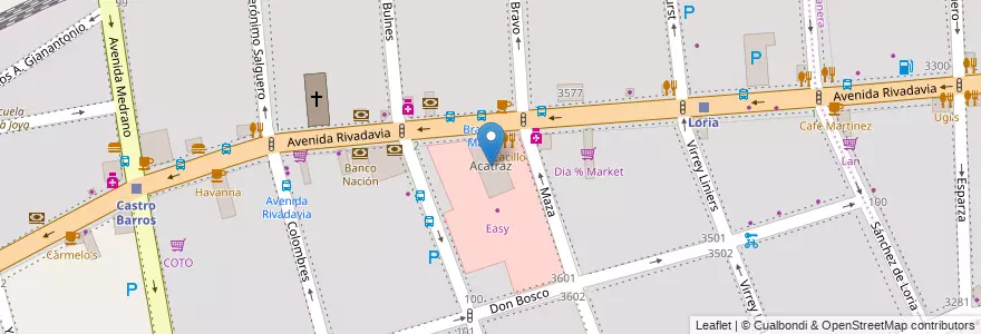 Mapa de ubicacion de Acatraz, Almagro en Аргентина, Буэнос-Айрес, Comuna 5, Буэнос-Айрес.