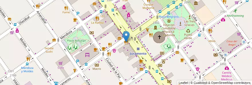 Mapa de ubicacion de Accademia Della Pizza, Belgrano en Argentinien, Ciudad Autónoma De Buenos Aires, Buenos Aires, Comuna 13.