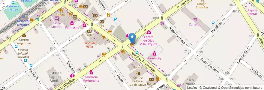 Mapa de ubicacion de Accademia della Pizza, Villa Urquiza en الأرجنتين, Ciudad Autónoma De Buenos Aires, Comuna 12, Buenos Aires.
