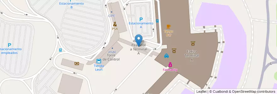 Mapa de ubicacion de Acceso Peatonal a Terminal A en Arjantin, Buenos Aires, Partido De Ezeiza, Aeropuerto Internacional Ezeiza.