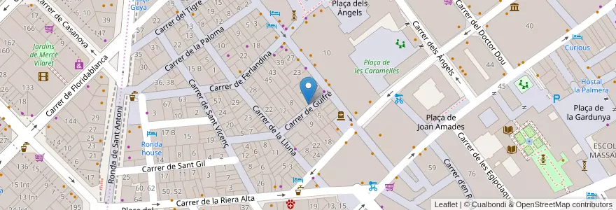 Mapa de ubicacion de Acció Social Montealegre en إسبانيا, كتالونيا, برشلونة, بارسلونس, Barcelona.