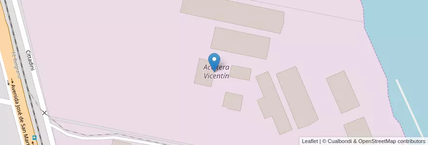 Mapa de ubicacion de Aceitera Vicentín en 아르헨티나, Santa Fe, Departamento San Lorenzo, Municipio De San Lorenzo, San Lorenzo.