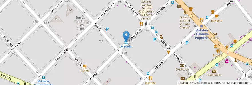 Mapa de ubicacion de Acevedo, Villa Crespo en Argentinië, Ciudad Autónoma De Buenos Aires, Buenos Aires.