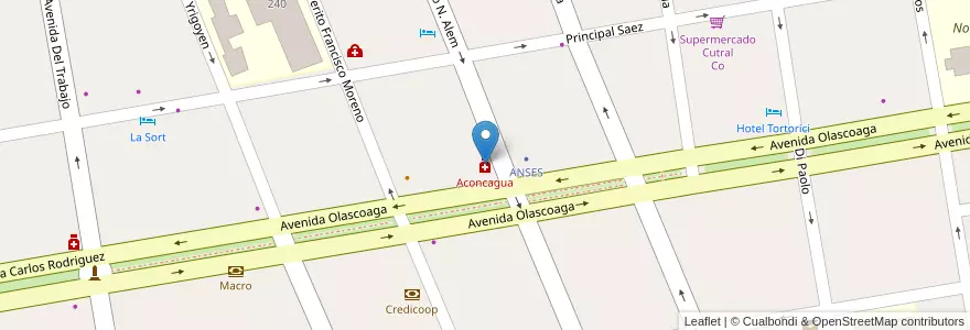 Mapa de ubicacion de Aconcagua en Arjantin, Şili, Neuquén, Departamento Confluencia, Municipio De Cutral Có, Cutral Có.