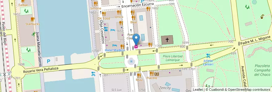 Mapa de ubicacion de Actron Farmacia, Puerto Madero en 阿根廷, Ciudad Autónoma De Buenos Aires, Comuna 1, 布宜诺斯艾利斯.