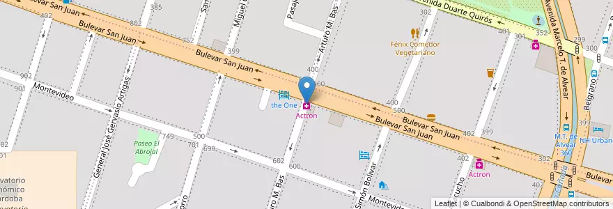 Mapa de ubicacion de Actron en アルゼンチン, コルドバ州, Departamento Capital, Pedanía Capital, Córdoba, Municipio De Córdoba.