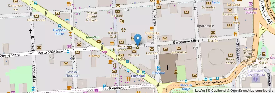 Mapa de ubicacion de (Actual) Citibank ATM 24/7, San Nicolas en Argentinië, Ciudad Autónoma De Buenos Aires, Comuna 1, Buenos Aires.