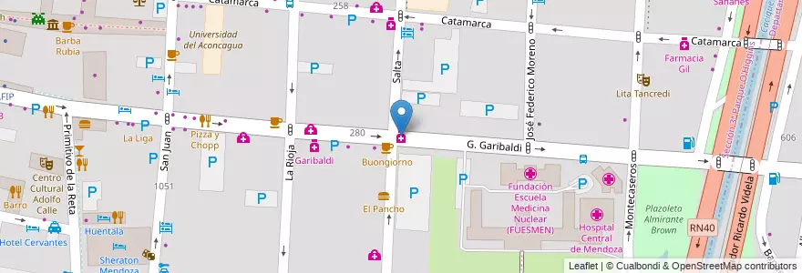 Mapa de ubicacion de Actual en Аргентина, Чили, Мендоса, Departamento Capital, Ciudad De Mendoza, Sección 3ª Parque O'Higgins.