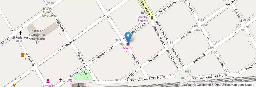 Mapa de ubicacion de Acuario, Villa del Parque en Аргентина, Буэнос-Айрес, Буэнос-Айрес, Comuna 11.