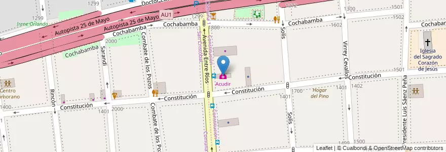 Mapa de ubicacion de Acudir, Constitucion en Argentina, Autonomous City Of Buenos Aires, Autonomous City Of Buenos Aires.