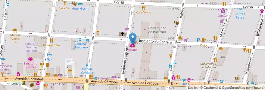 Mapa de ubicacion de Acudir, Palermo en آرژانتین, Ciudad Autónoma De Buenos Aires, Buenos Aires.