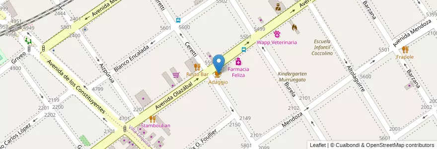 Mapa de ubicacion de Adaggio, Villa Urquiza en Argentine, Ciudad Autónoma De Buenos Aires, Comuna 12, Buenos Aires.