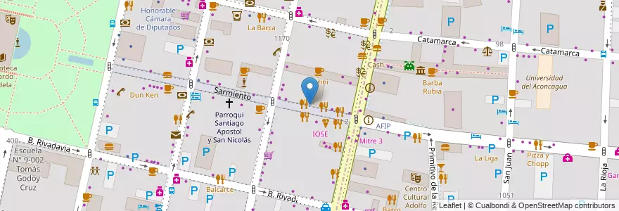 Mapa de ubicacion de Adela's en Arjantin, Şili, Mendoza, Departamento Capital, Ciudad De Mendoza.