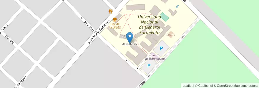 Mapa de ubicacion de ADIUNGS en Argentinien, Provinz Buenos Aires, Partido De Malvinas Argentinas, Los Polvorines.
