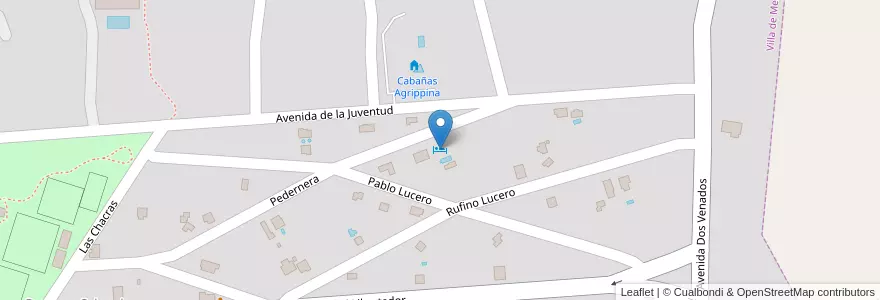 Mapa de ubicacion de Administración Cabañas Agrippina en 阿根廷, San Luis, Junín, Municipio De Merlo, Villa De Merlo.