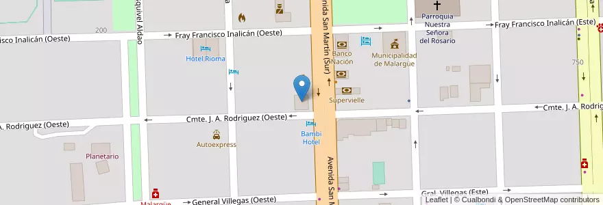 Mapa de ubicacion de Administración Tributaria Mendoza en Arjantin, Şili, Mendoza, Departamento Malargüe, Distrito Ciudad De Malargüe.