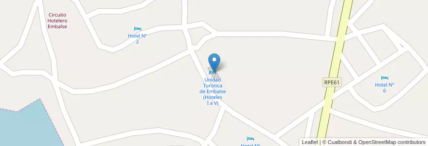 Mapa de ubicacion de Administración Unidad Turística Embalse en 아르헨티나, Córdoba, Departamento Calamuchita, Pedanía Cóndores, Municipio De Embalse.