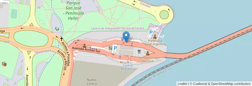 Mapa de ubicacion de Aduana en Arjantin, Misiones, Departamento Capital, Municipio De Posadas.