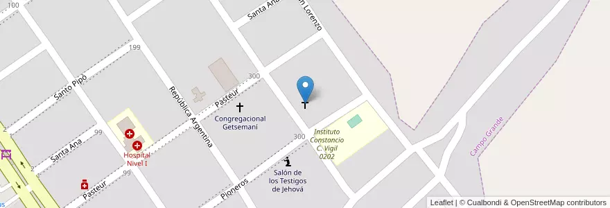 Mapa de ubicacion de Adventista del séptimo día en Argentinië, Misiones, Departamento Cainguás, Municipio De Campo Grande, Campo Grande.