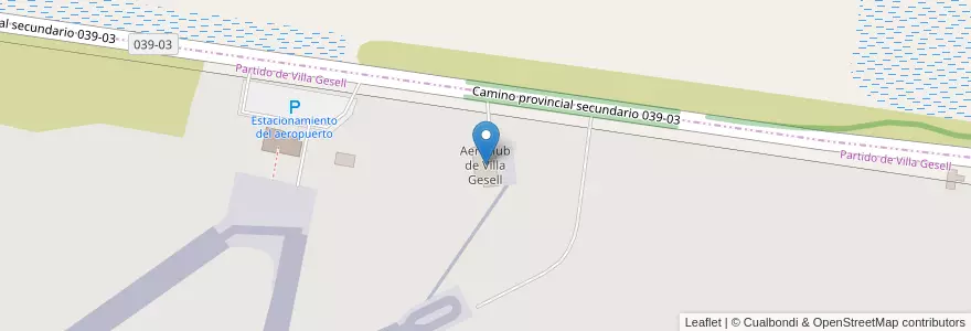 Mapa de ubicacion de Aeroclub de Villa Gesell en アルゼンチン, ブエノスアイレス州, Partido De Villa Gesell.