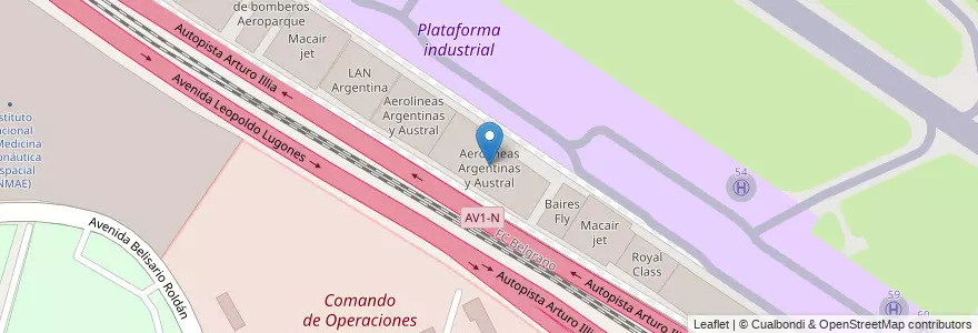 Mapa de ubicacion de Aerolíneas Argentinas y Austral, Palermo en Argentinien, Ciudad Autónoma De Buenos Aires, Buenos Aires, Comuna 14.