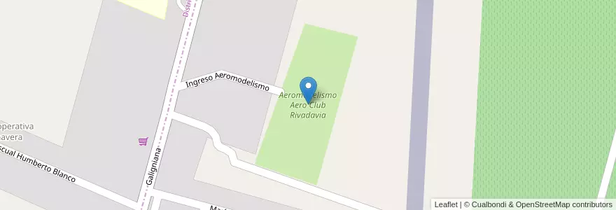Mapa de ubicacion de Aeromodelismo Aero Club Rivadavia en アルゼンチン, チリ, メンドーサ州, Departamento Rivadavia.