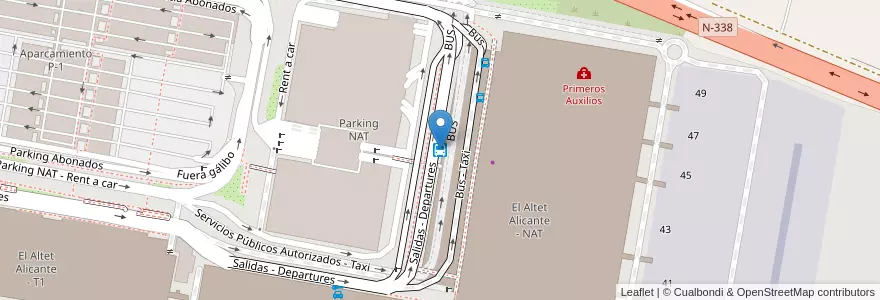 Mapa de ubicacion de Aeropuerto Alicante en Испания, Валенсия, Аликанте, Бах-Виналопо, Elx / Elche.