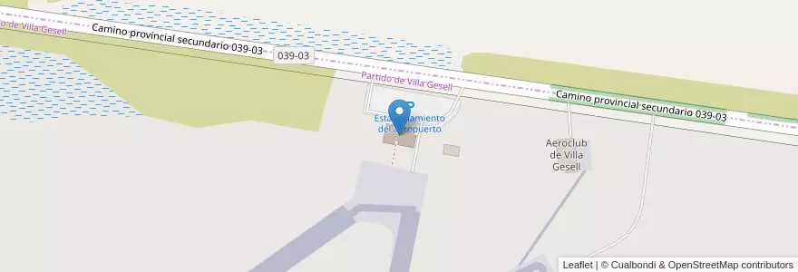 Mapa de ubicacion de Aeropuerto de Villa Gesell en アルゼンチン, ブエノスアイレス州, Partido De Villa Gesell.