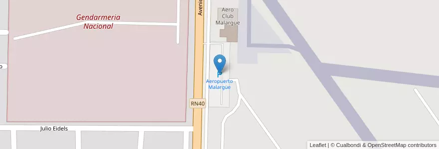 Mapa de ubicacion de Aeropuerto Malargüe en Argentinien, Chile, Mendoza, Departamento Malargüe, Distrito Ciudad De Malargüe.