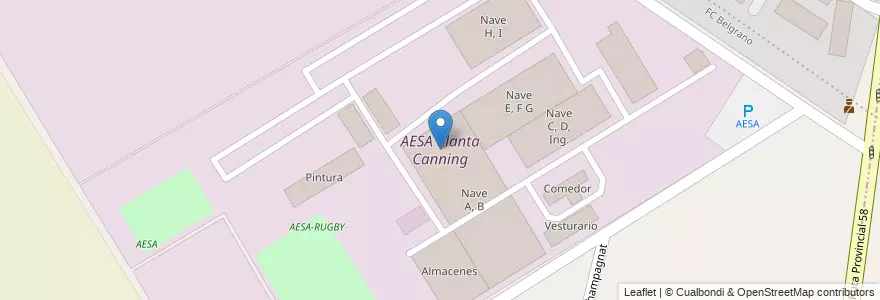 Mapa de ubicacion de AESA Planta Canning en Argentine, Province De Buenos Aires, Canning.