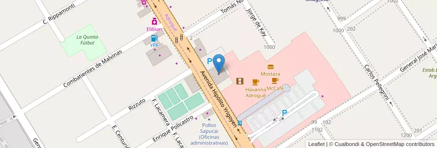 Mapa de ubicacion de AFIP Impositiva en 阿根廷, 布宜诺斯艾利斯省, Partido De Almirante Brown, Adrogué.