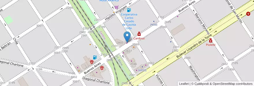 Mapa de ubicacion de Agencia El 22 en Argentina, Santa Fe, Departamento Caseros, Municipio De Casilda, Casilda.
